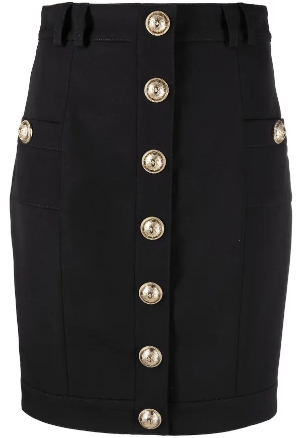 Balmain kjol med knappar - Svart