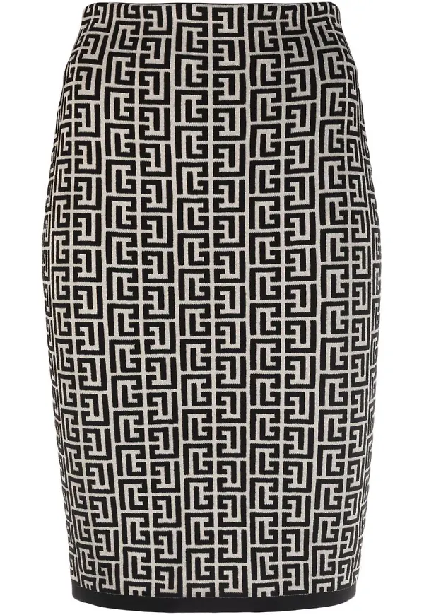 Balmain kjol med monogram - Svart