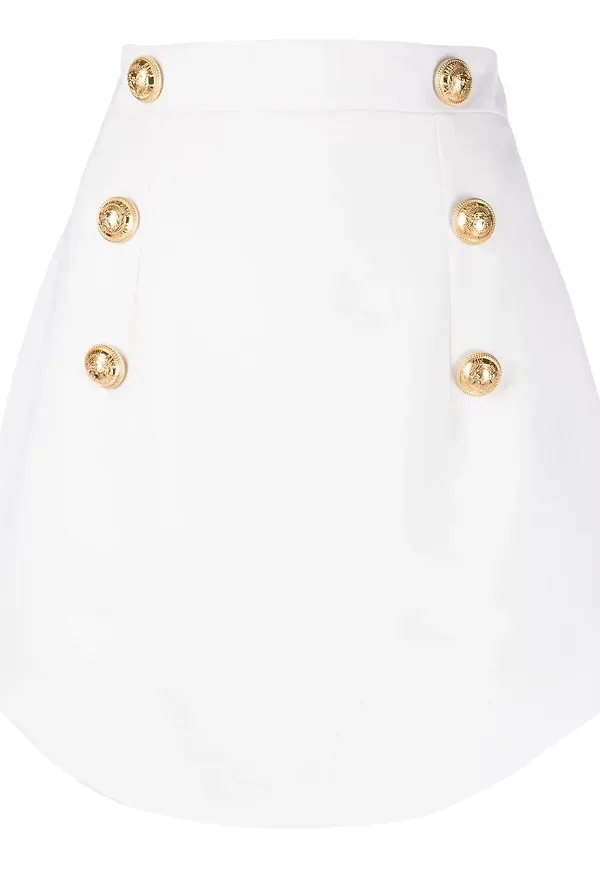 Balmain kjol med präglad knapp - Vit