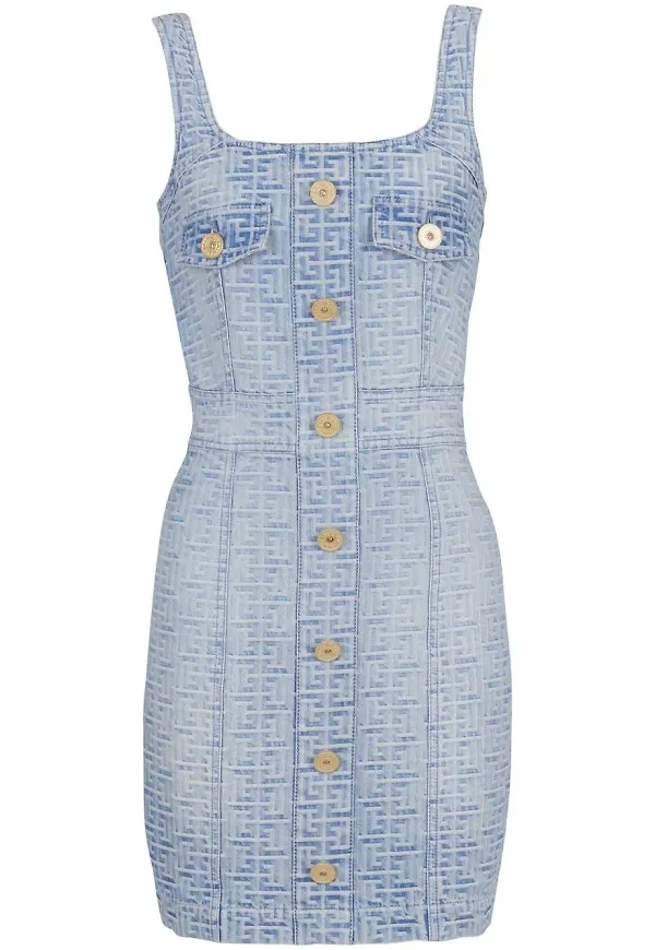 Balmain klänning med monogram - Blå