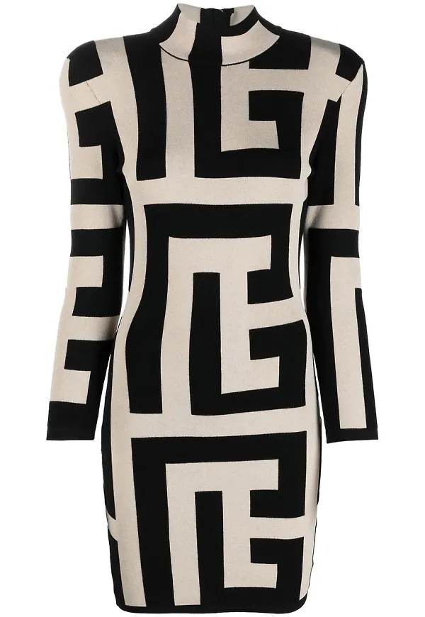 Balmain klänning med geometriskt tryck - Neutral