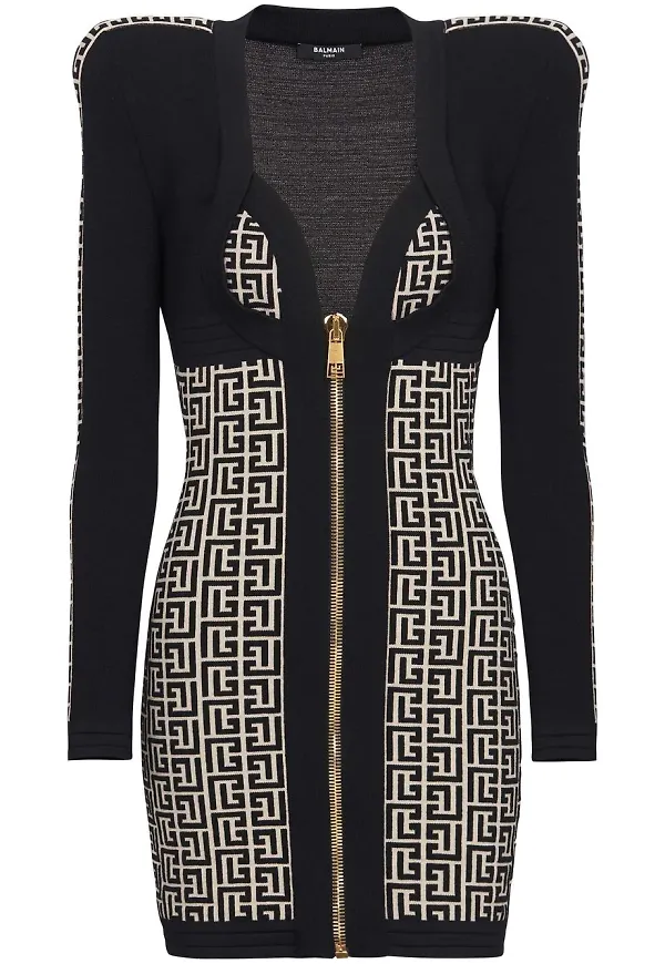 Balmain klänning med monogram - Svart