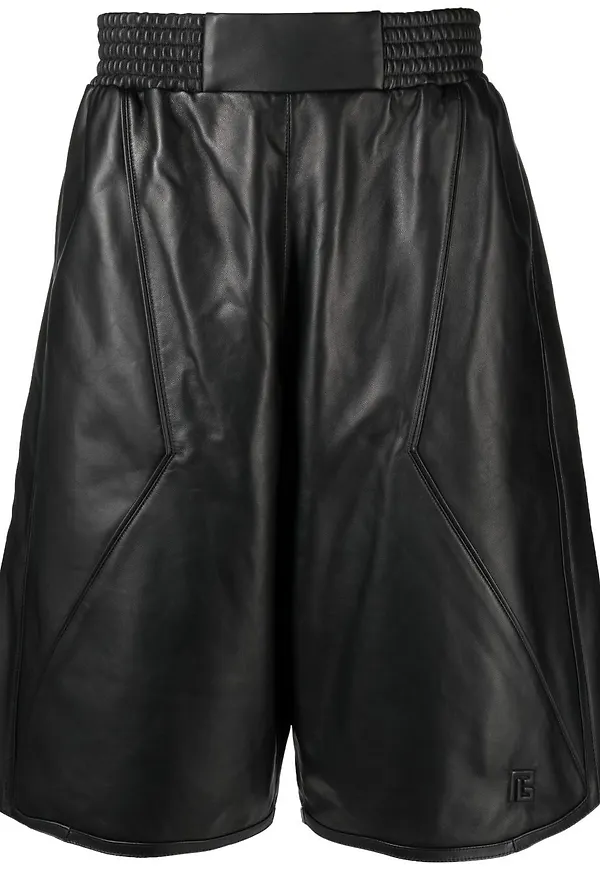 Balmain knälånga skinnshorts - Svart