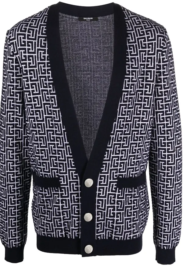 Balmain kofta med monogram - Blå