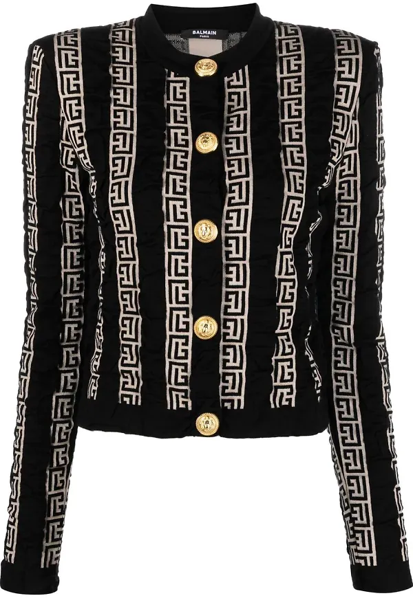 Balmain kofta med monogram - Svart