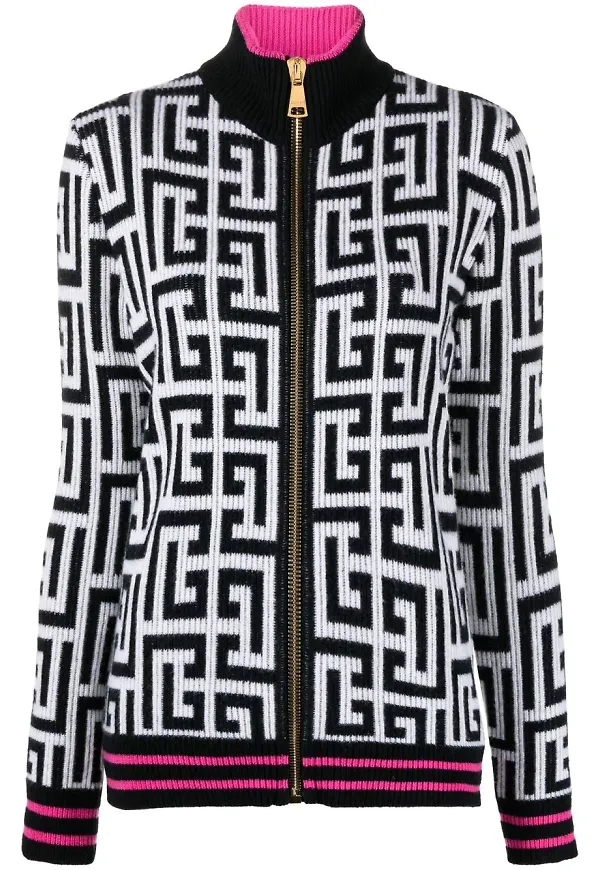 Balmain kofta med monogram - Vit