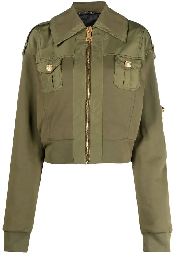 Balmain kort bomberjacka - Grön