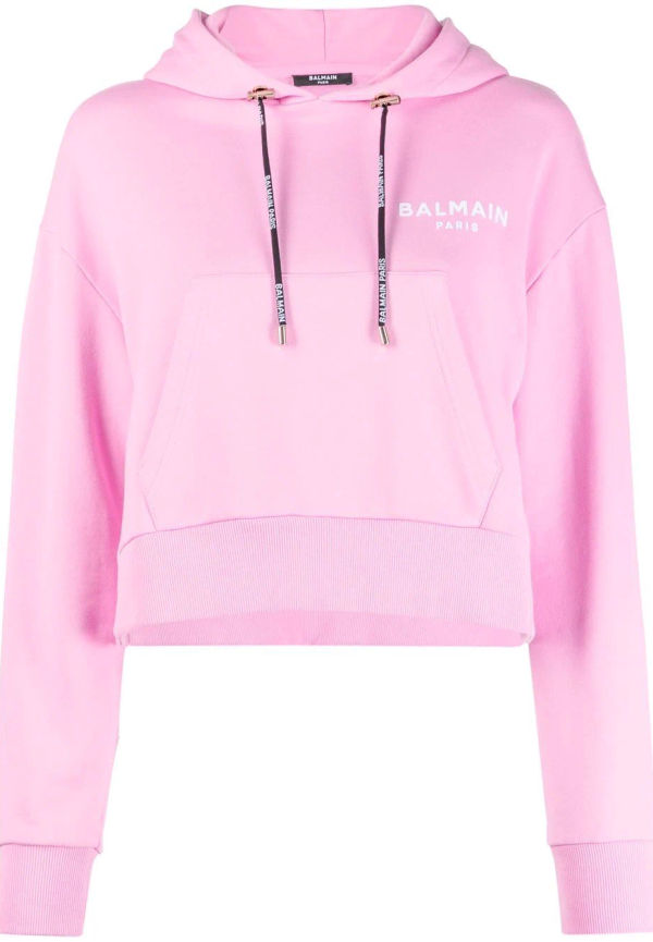 Balmain kort hoodie med logotyp - Rosa