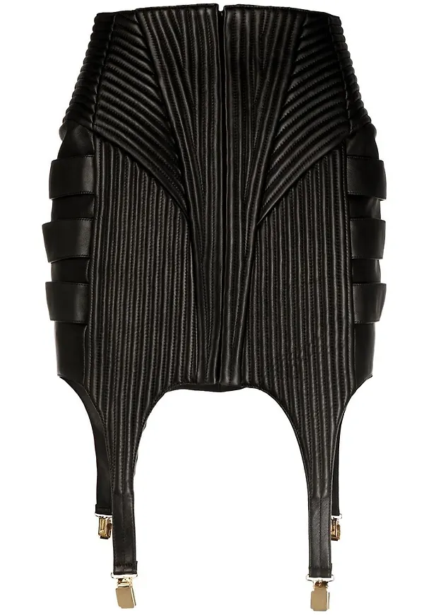 Balmain kort skinnkjol - Svart