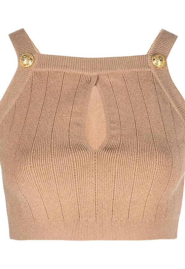 Balmain kort tajt linne - Brun
