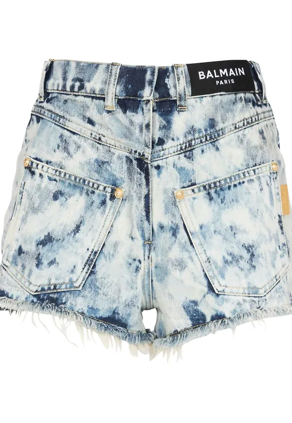 Balmain korta jeansshorts med blekt effekt - Blå