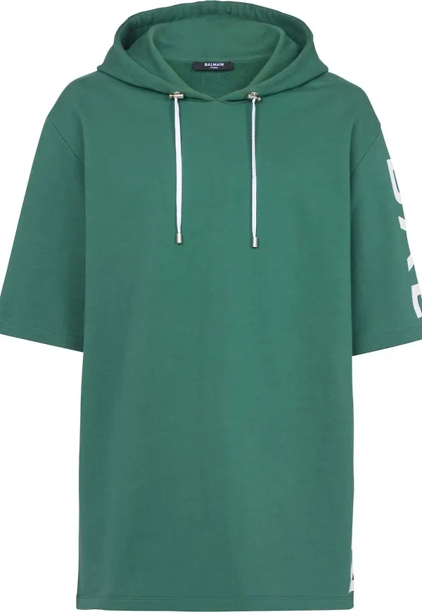 Balmain kortärmad hoodie - Grön