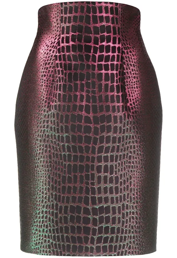 Balmain krokodilpräglad pennkjol - Rosa