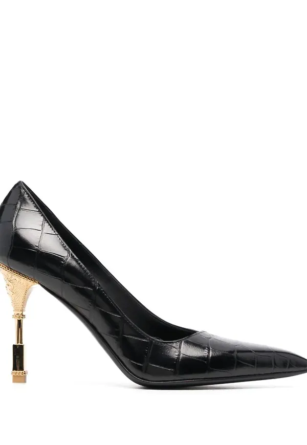 Balmain krokodilpräglade pumps 95 mm - Svart