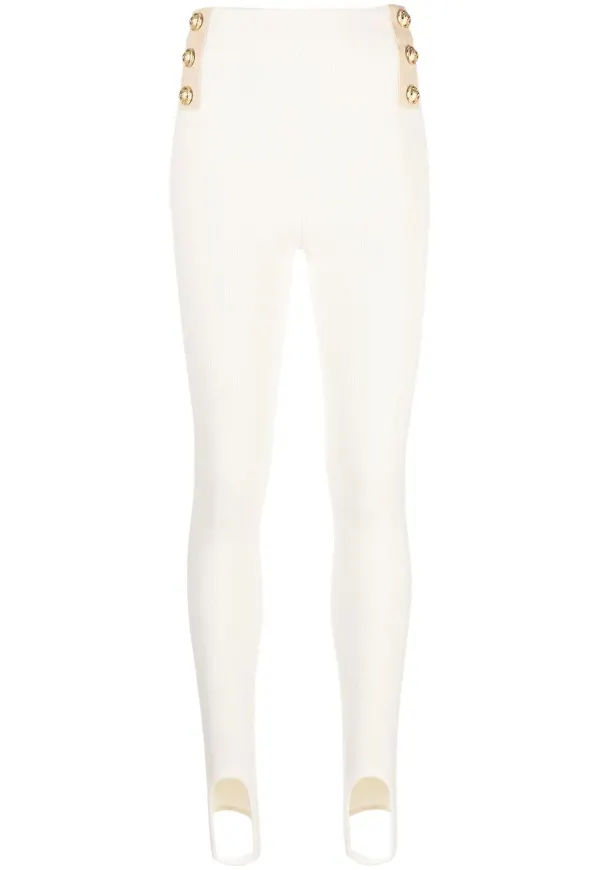 Balmain leggings med knappdetalj - Vit