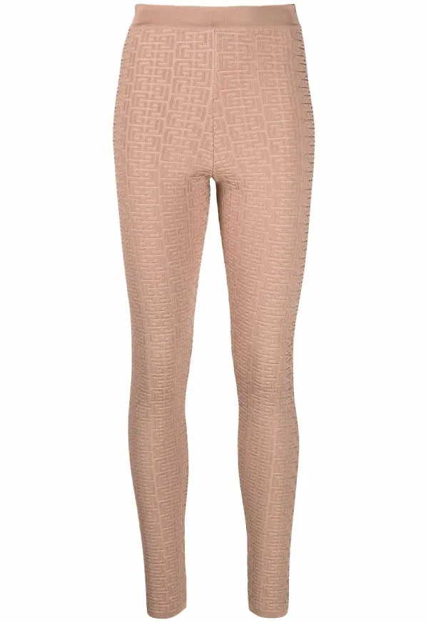 Balmain leggings med präglat monogram - Neutral
