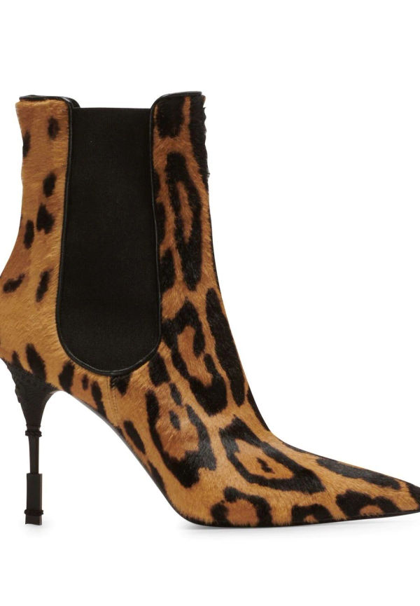 Balmain leopard-print leather boots - Brun