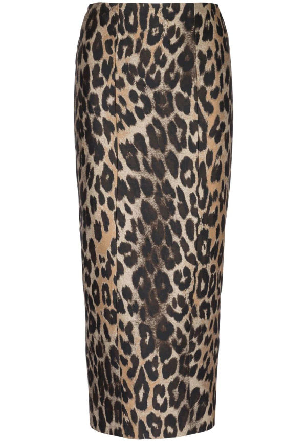 Balmain leopard-print straight skirt - Brun