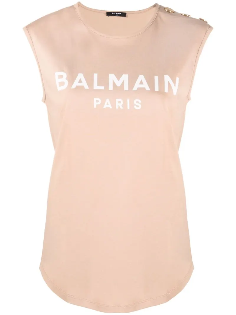 Balmain linne med knappar och logotyp - Neutral