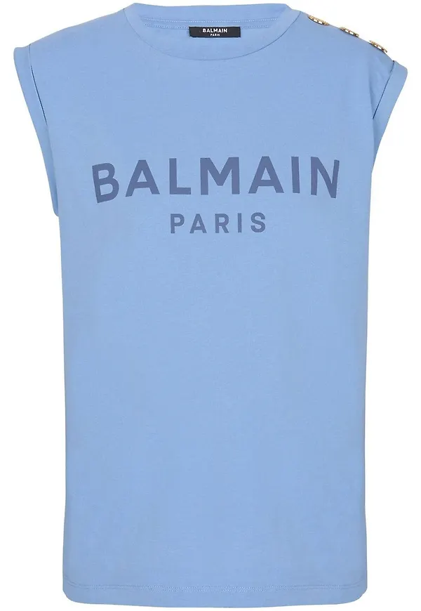 Balmain linne med knäppning - Blå