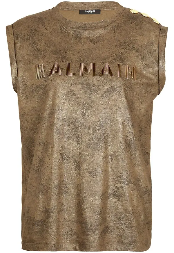 Balmain linne med logotyp - Brun