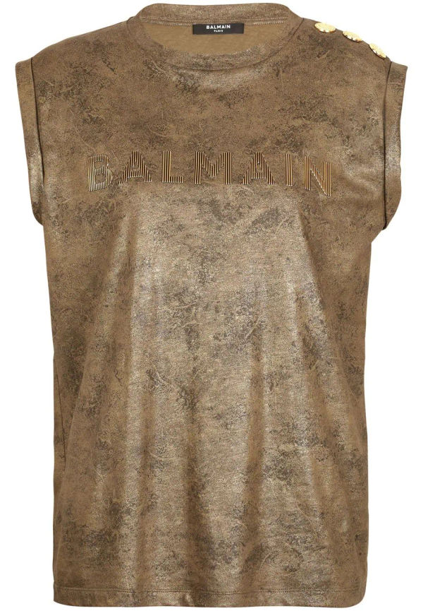 Balmain linne med logotyp - Brun