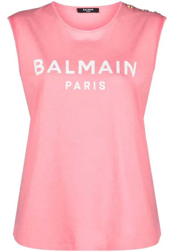 Balmain linne med logotyp - Rosa