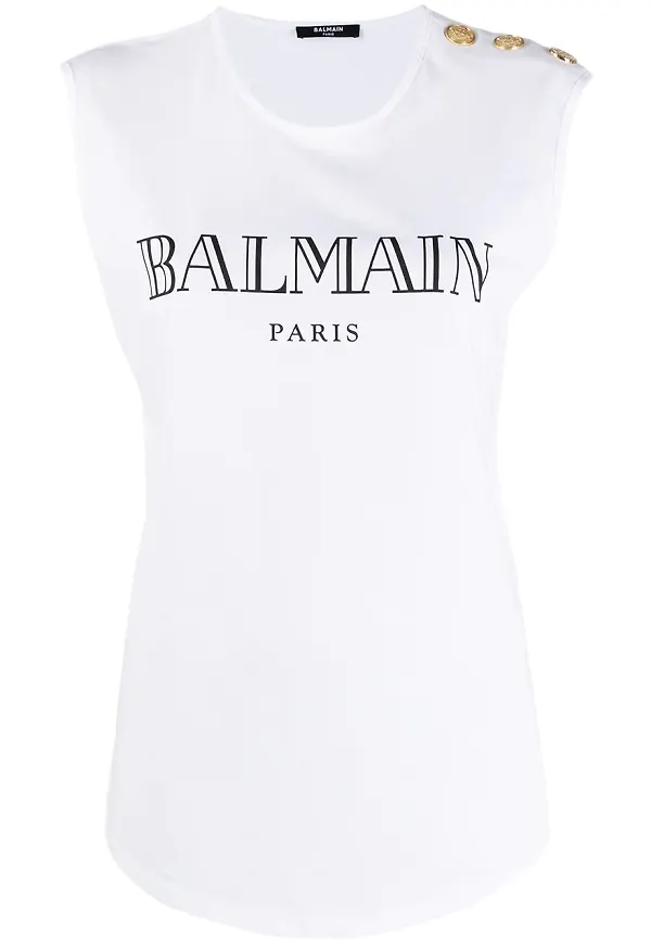 Balmain linne med logotyp - Vit
