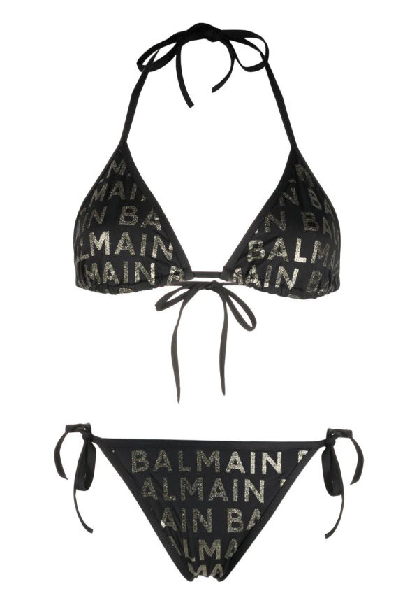 Balmain logo-print bikini set - Svart