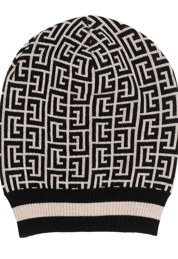 Balmain logotypmönstrad mössa - Neutral