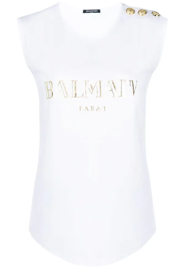 Balmain logotypmönstrad t-shirt - Vit