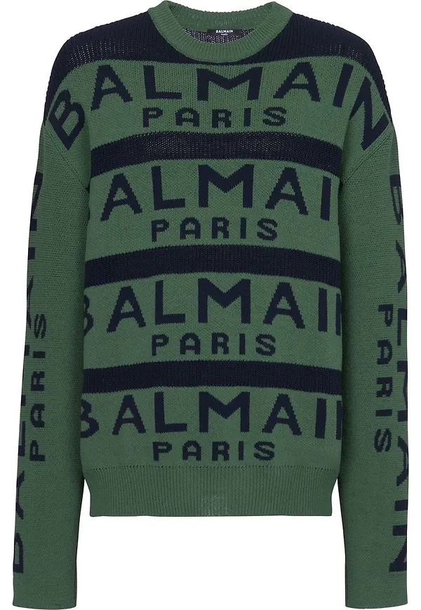 Balmain logotypmönstrad tröja - Grön