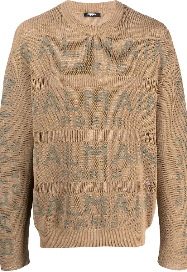Balmain logotypmönstrad tröja - Neutral