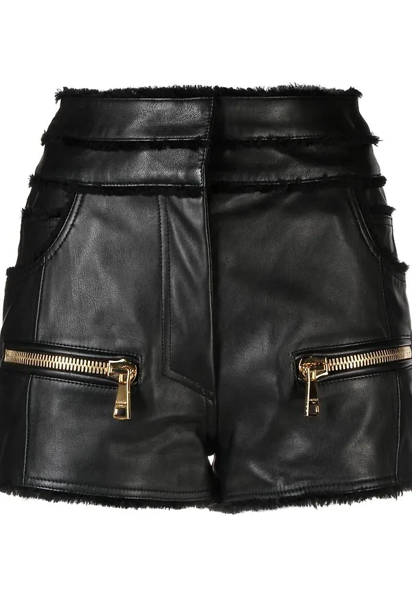 Balmain lädershorts - Svart