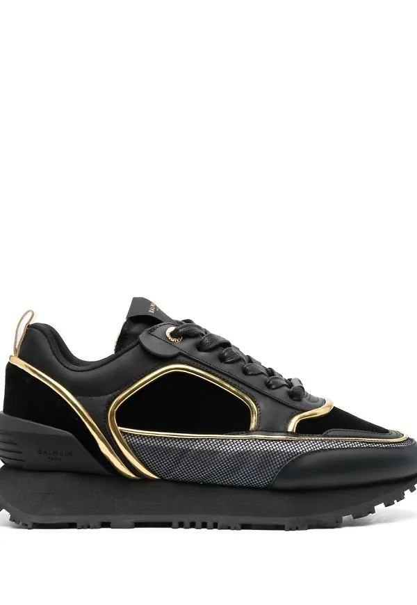 Balmain låga tvåfärgade sneakers - Svart