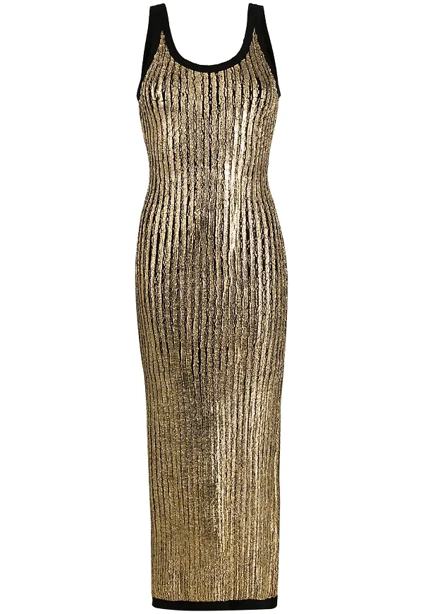 Balmain långklänning med krackelerad effekt - Guldfärgad