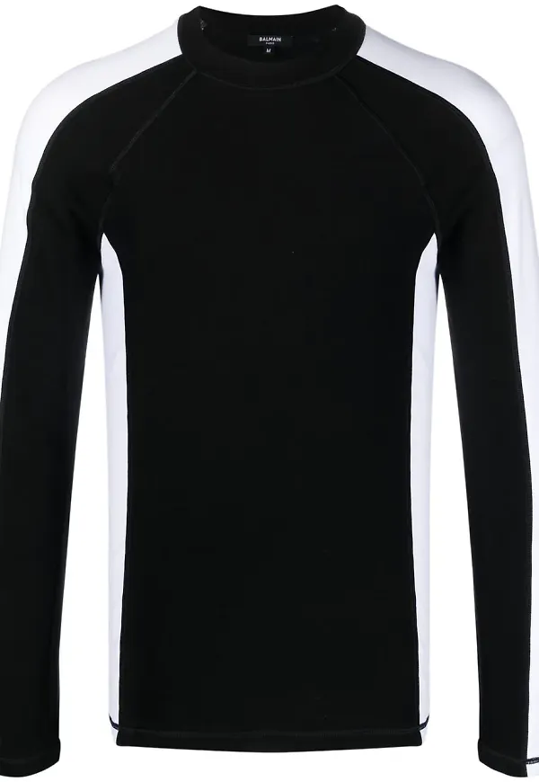 Balmain långärmad t-shirt med paneler - Svart