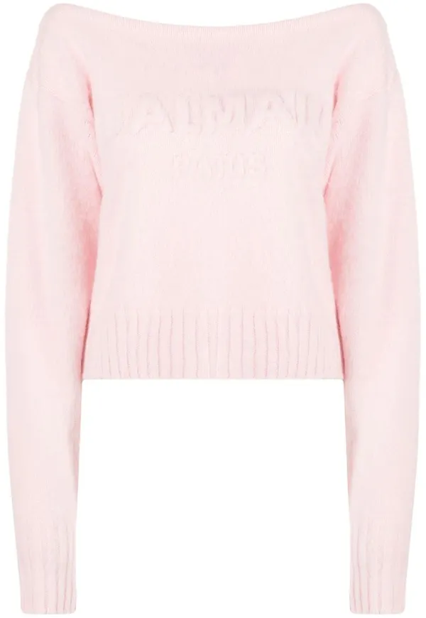 Balmain långärmad tröja med båtringning - Rosa