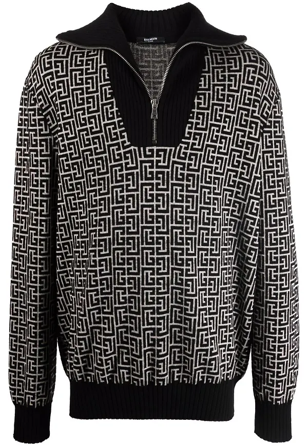 Balmain långärmad tröja med monogram - Svart