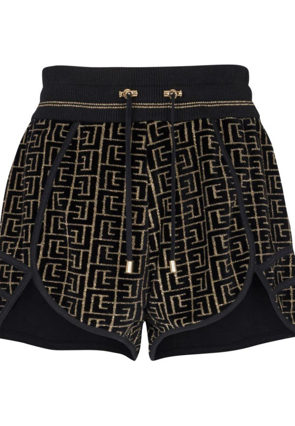 Balmain löparshorts med monogram - Svart