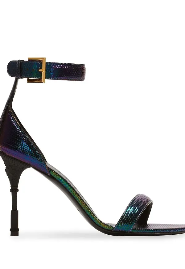 Balmain metallic-effect leather sandals - Blå