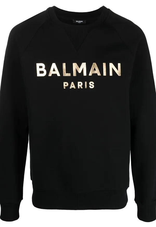 Balmain metallic logo-print sweatshirt - Svart