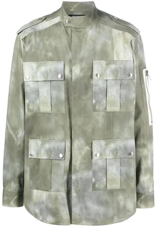 Balmain militärjacka med blekt effekt - Grön