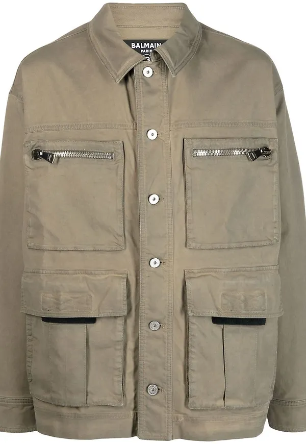 Balmain militärjacka med knäppning - Grön