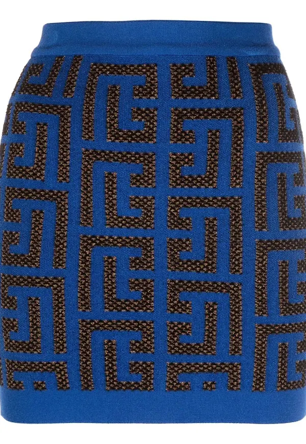 Balmain minikjol med monogram - Blå