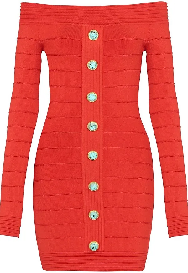 Balmain miniklänning med knappar - Röd