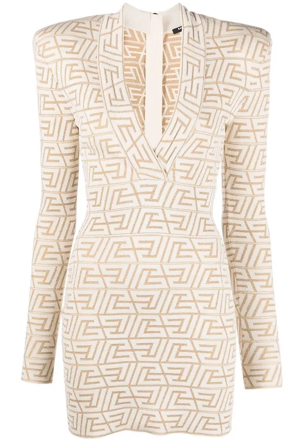 Balmain miniklänning med monogram - Neutral