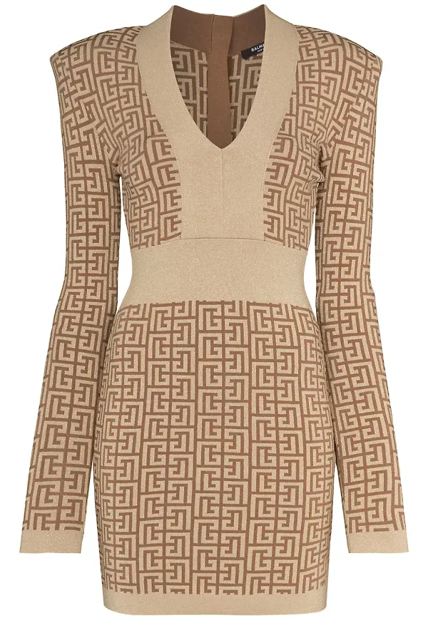 Balmain miniklänning med monogram - Neutral