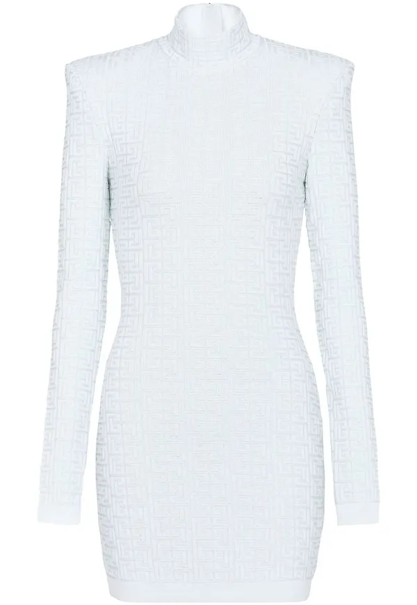 Balmain miniklänning med monogram - Vit
