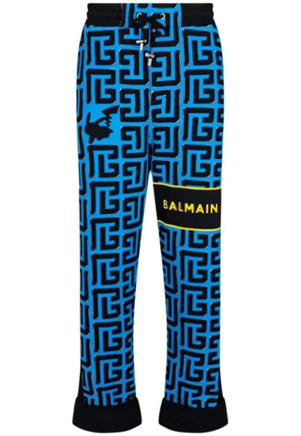 Balmain mjukisbyxor med monogram - Blå